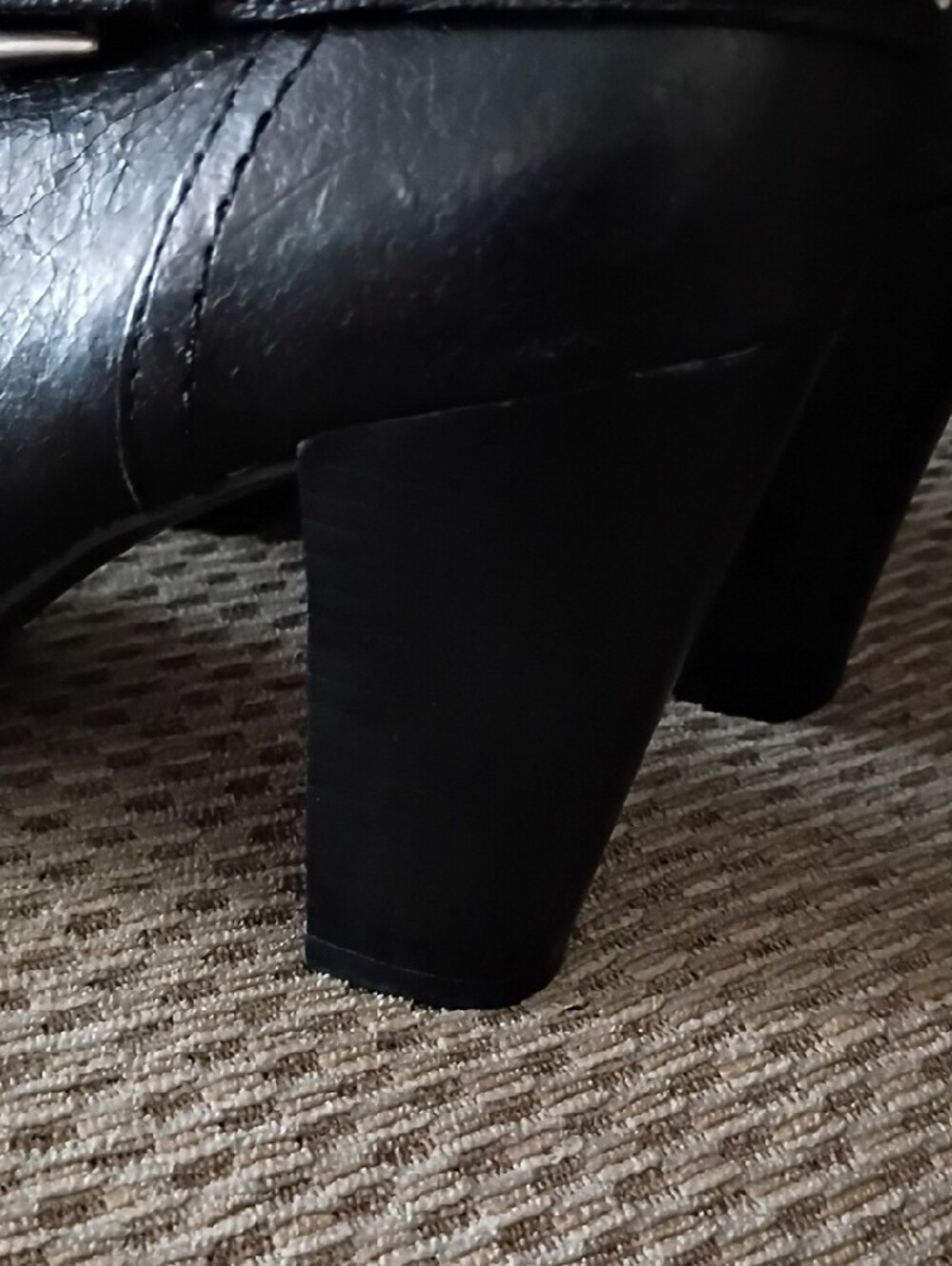 Women’s Black Studded Mid-Calf Heeled Boots - Picture 3 of 7